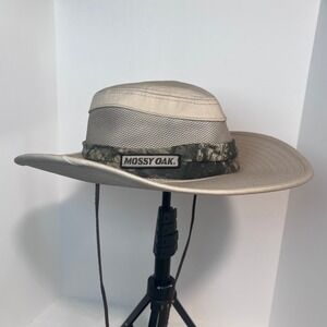 Mossy‎ Oak Signatures Safari Style Hat Mens L/XL Beige Mesh Camo Hunting Fishing
